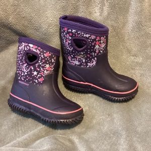Toddler Girl Cat & Jack Purple Rain Boots Size 7 8 Stars & Hearts Camp